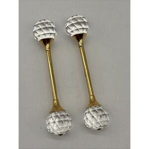 2- Valero Albarello 24k Gold Plated brass Swarovski Crystal Knife Rests